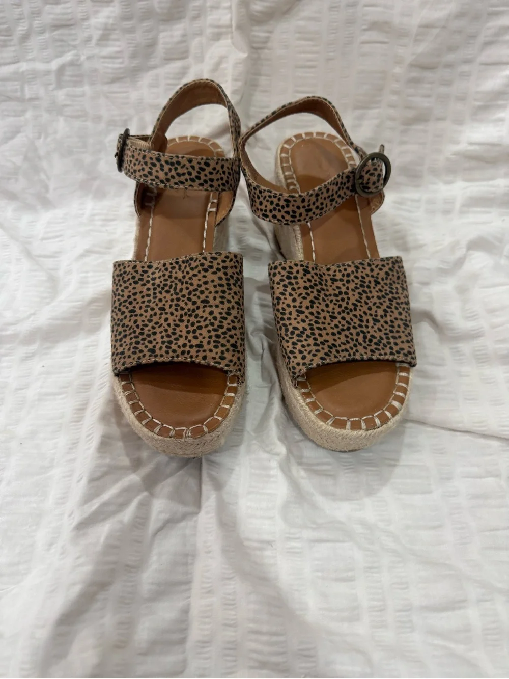 Target Tan and Black Leopard Print Wedge Sandals